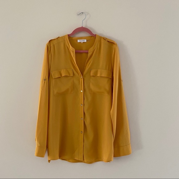 calvin klein yellow blouse